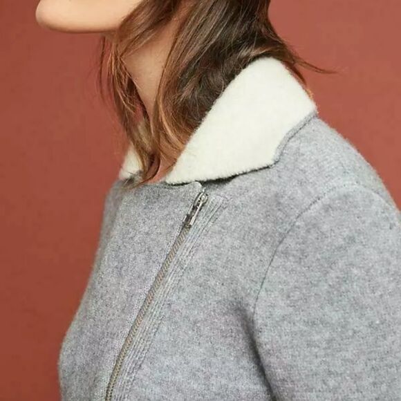 New Anthropologie Moto Contrast Sweater Jacket Small #128 - Picture 4 of 6
